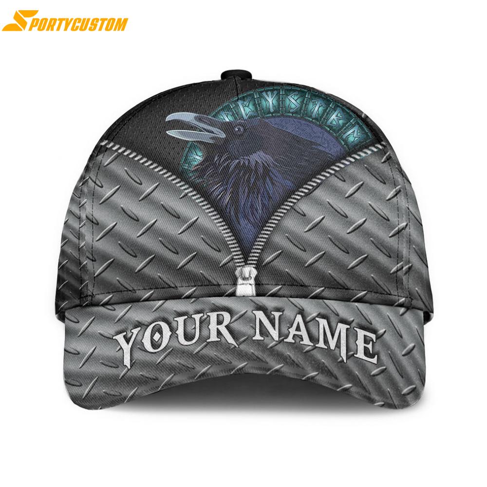 Custom Name Viking Raven and Runes Classic Baseball Cap