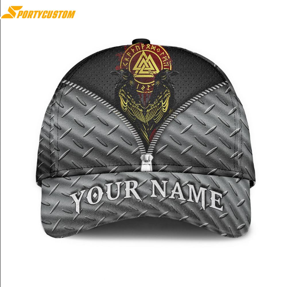 Custom Name Viking Raven Valknut Classic Baseball Cap