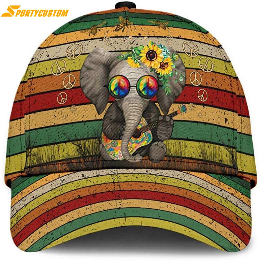 Elephant Hippie Flower Colorful Classic Baseball Cap