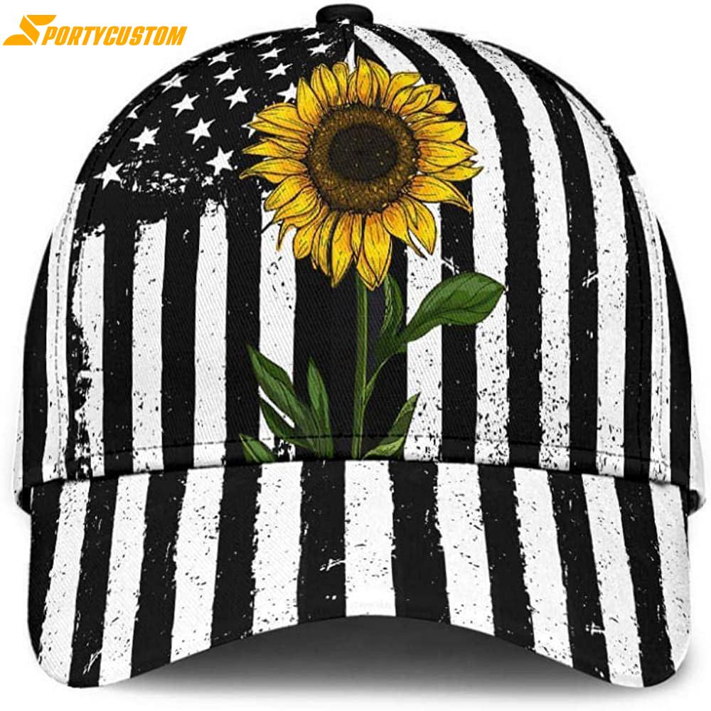 Sunflower and Flag USA Simple Classic Baseball Cap