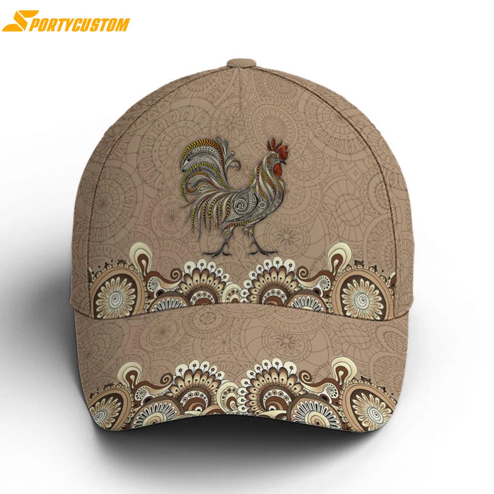 Vintage Floral Rooster Chicken Classic Baseball Cap