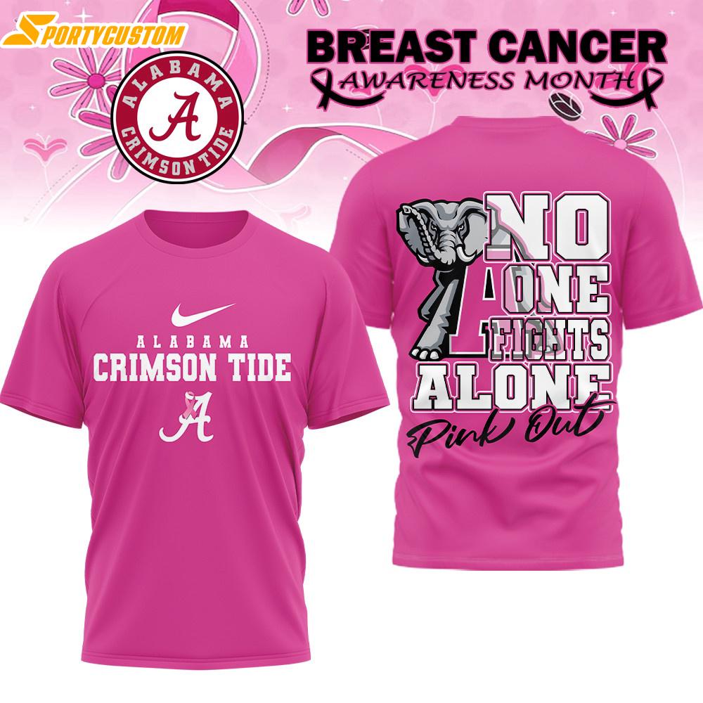 Alabama Crimson Tide NCAA Breast Cancer October All Over Print T-Shirt