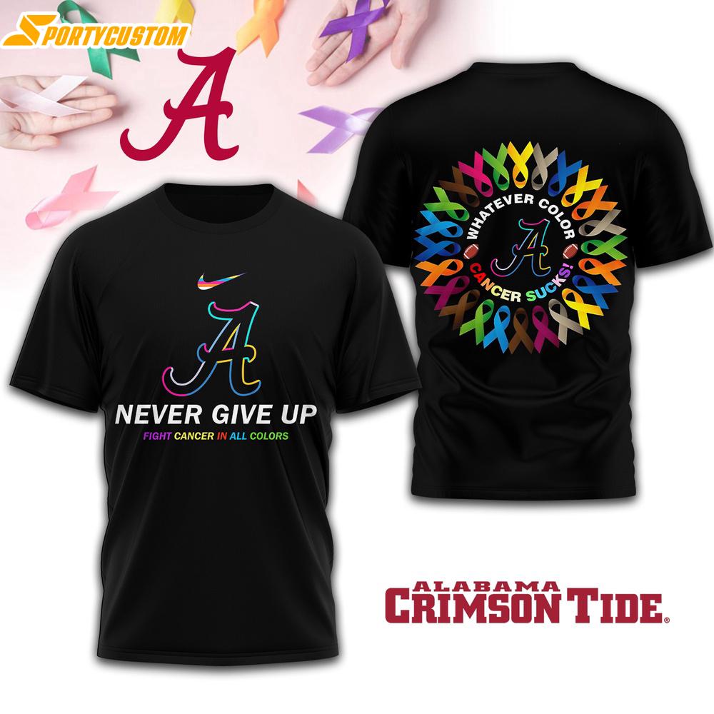 Alabama Crimson Tide NCAA Fight Cancer In All Colors 3D T-Shirt