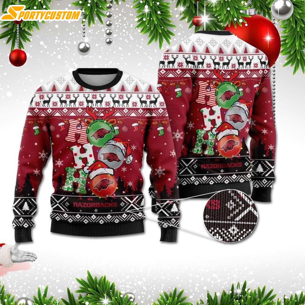 Arkansas Razorbacks Ho Ho Ho Christmas Ugly Sweater
