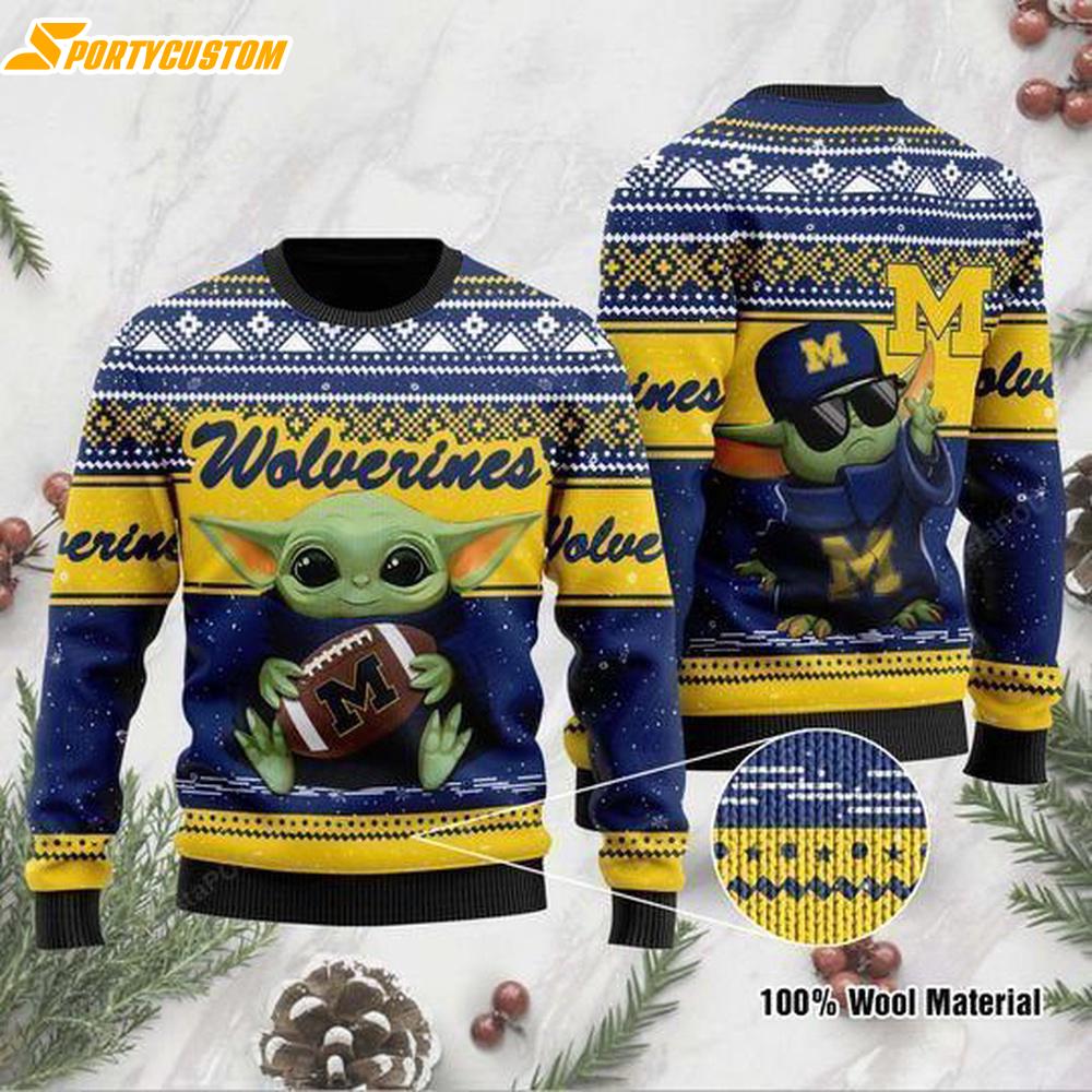 Baby YodaMichigan Wolverines Football Christmas Ugly Sweater