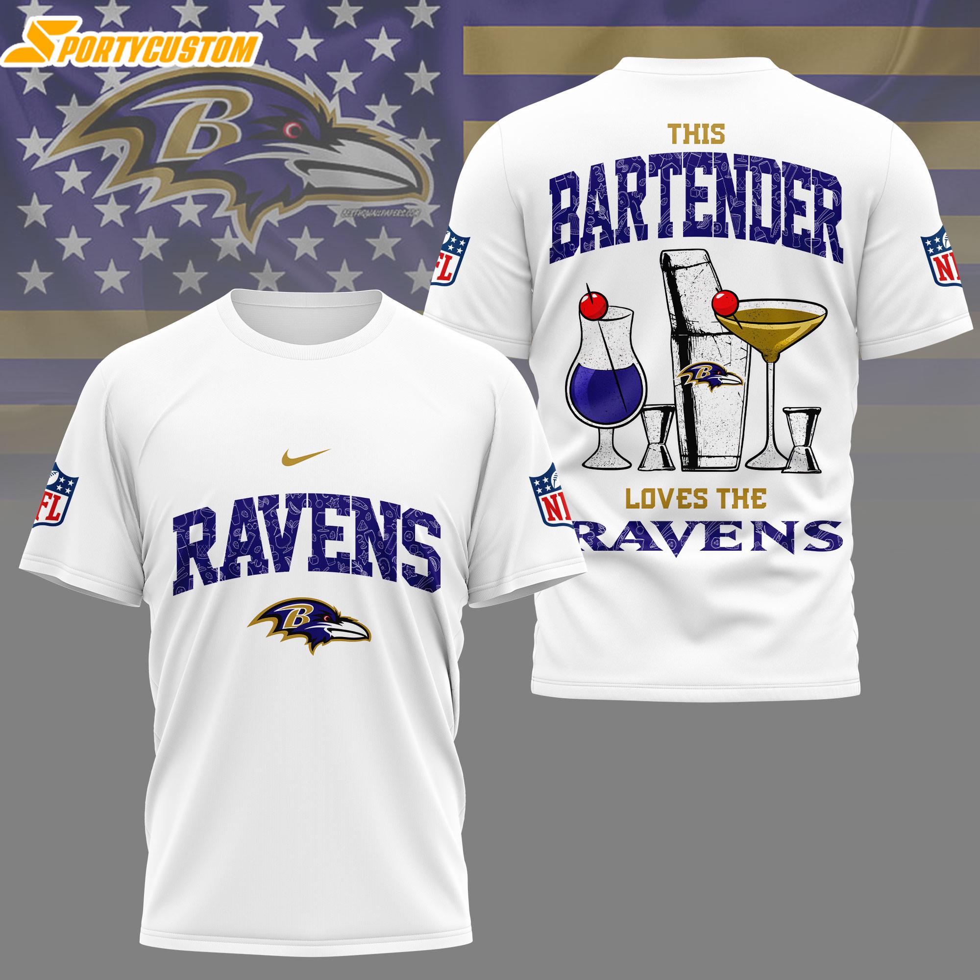 Baltimore Ravens NFL Bartender 3D T-Shirt