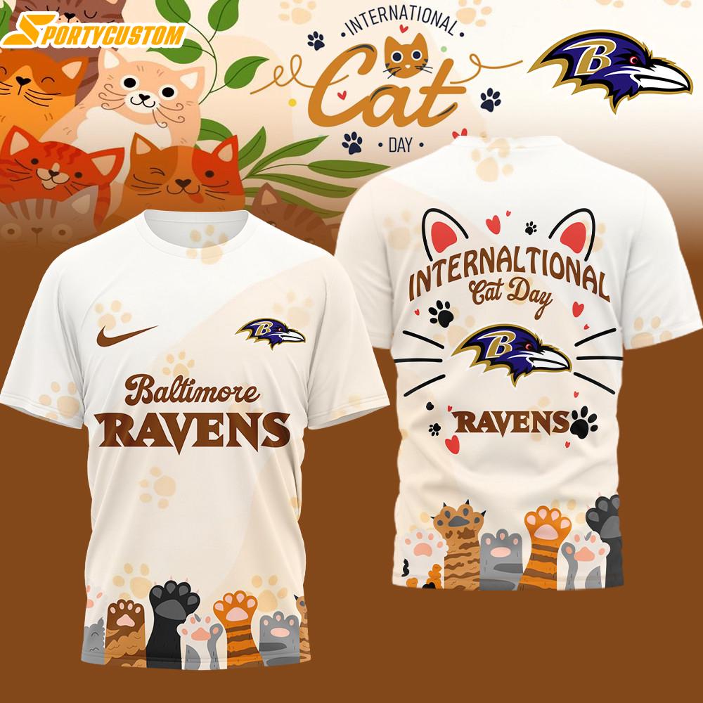 Baltimore Ravens NFL International Cat Day 3D T-Shirt