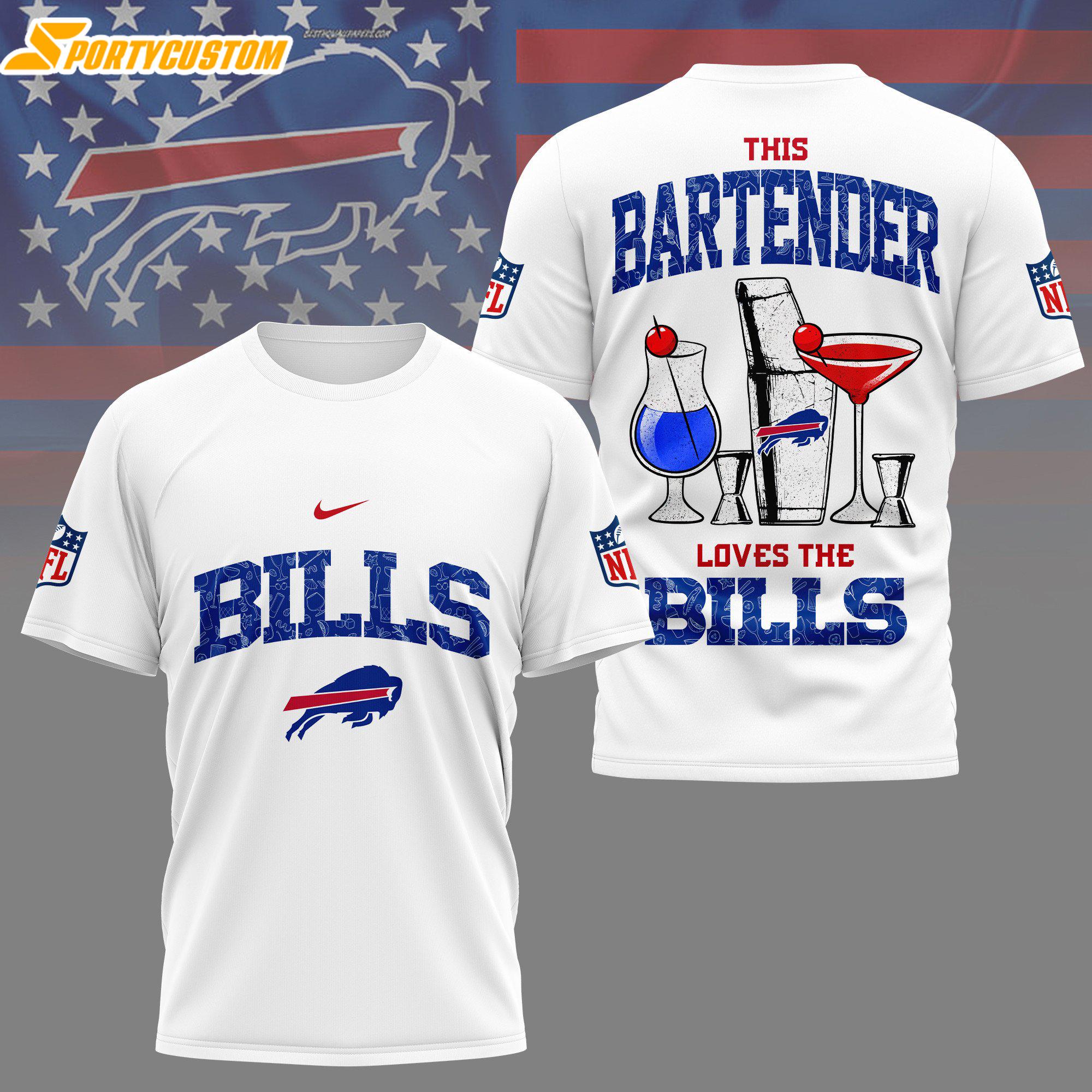 Buffalo Bills NFL Bartender 3D T-Shirt