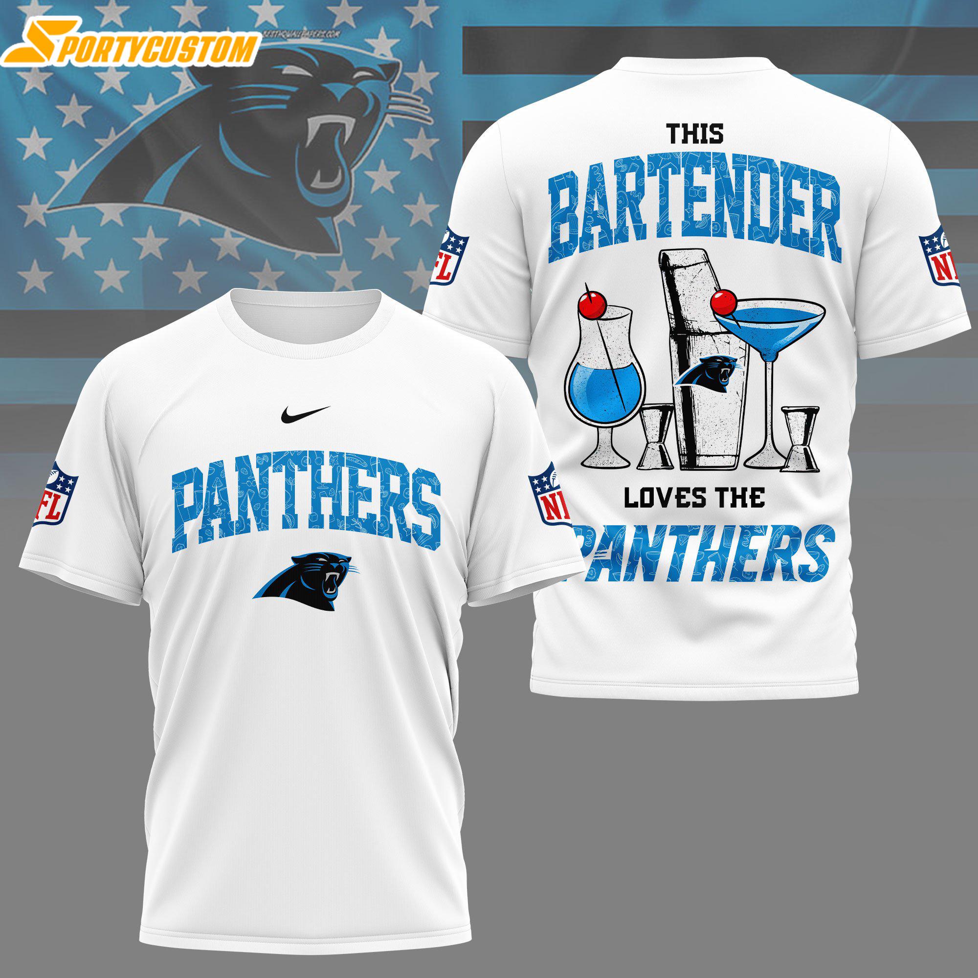 Carolina Panthers NFL Bartender 3D T-Shirt