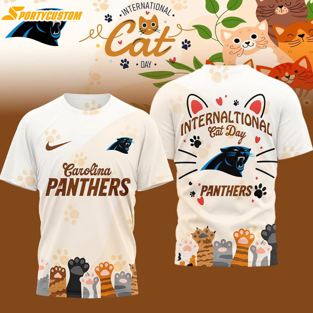 Carolina Panthers NFL International Cat Day 3D T-Shirt