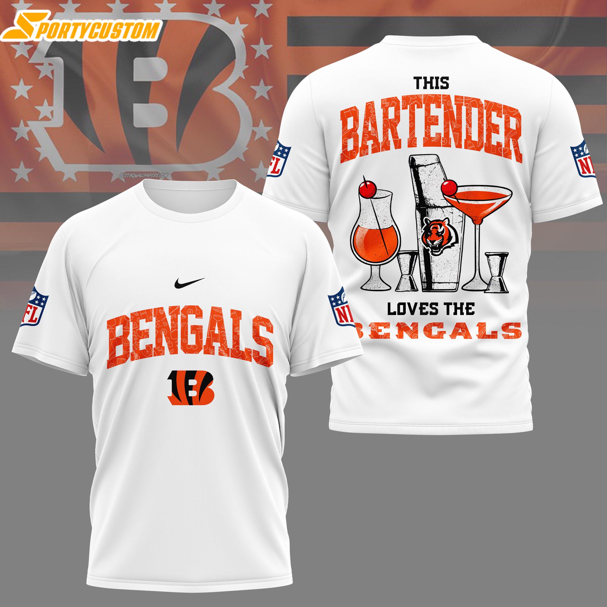 Cincinnati Bengals NFL Bartender 3D T-Shirt