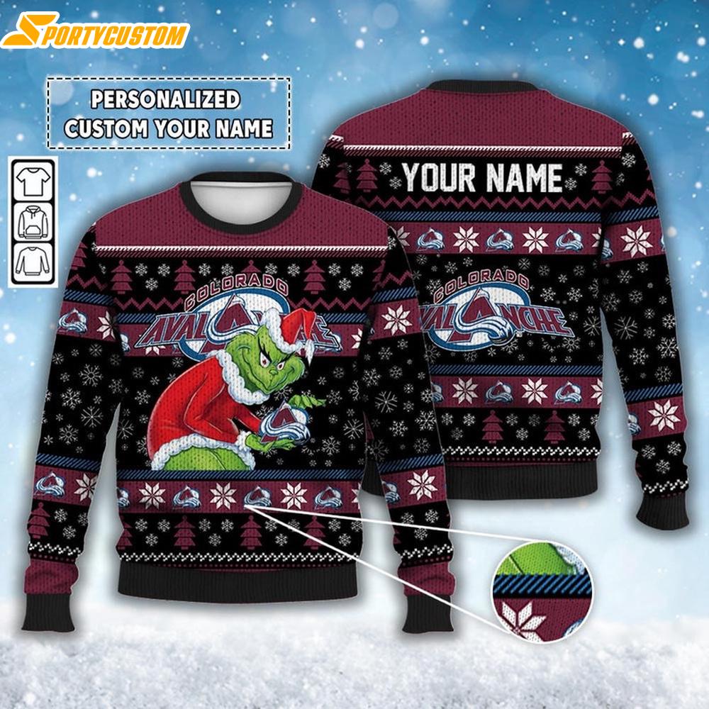 Custom Colorado Avalanche Grinchmas Ugly Christmas Sweater