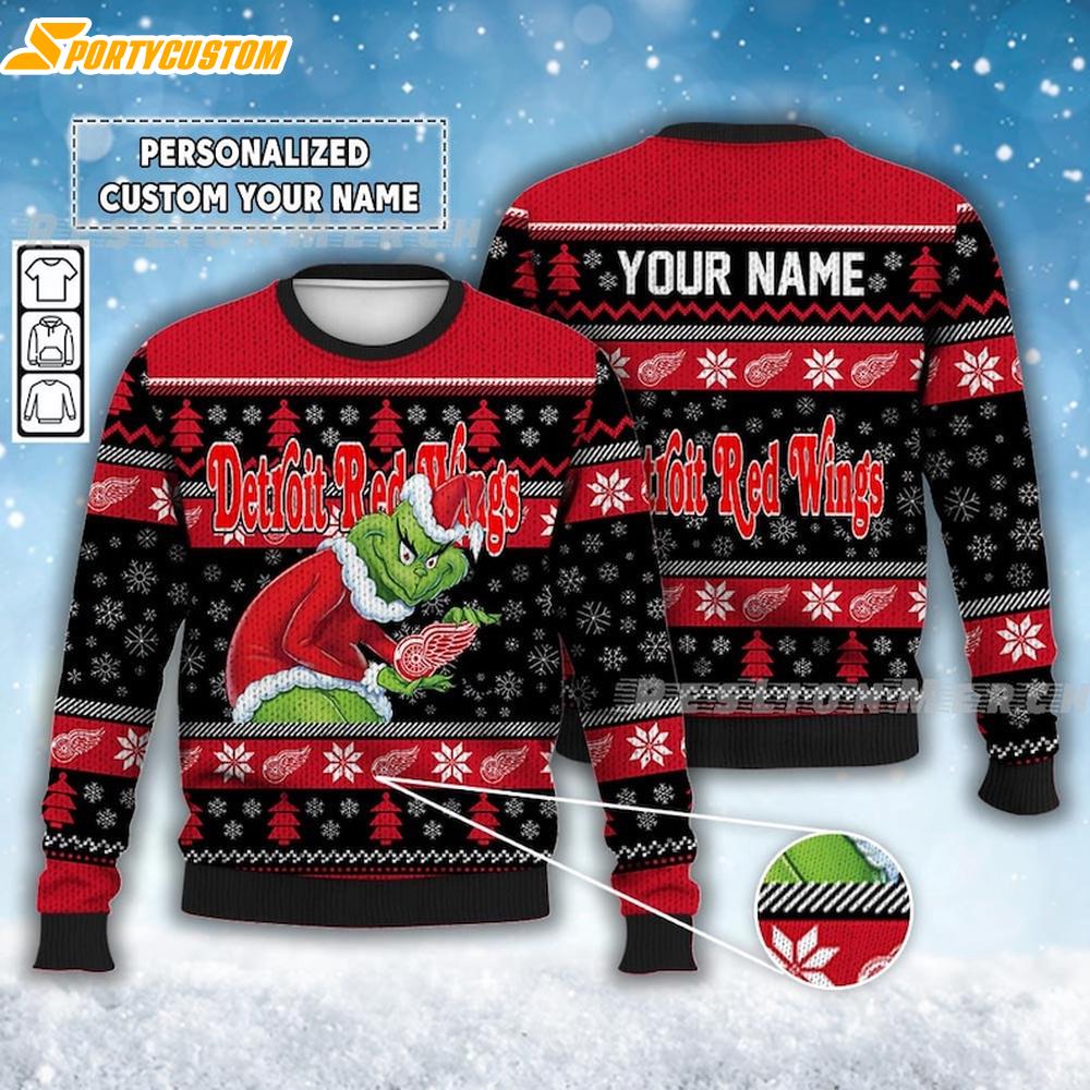 Custom Detroit Red Wings Grinchmas Ugly Christmas Sweater