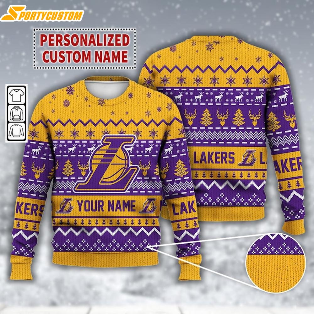 Custom Los Angeles Basketball Ugly Christmas Sweater
