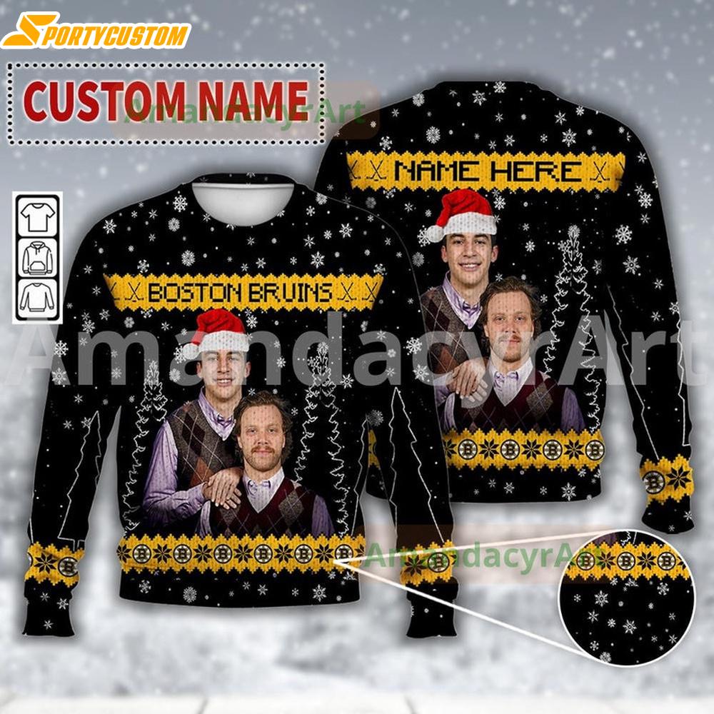 Custom Matt Poitras David Pastrňák Boston Ice Hockey Ugly Christmas Sweater 2