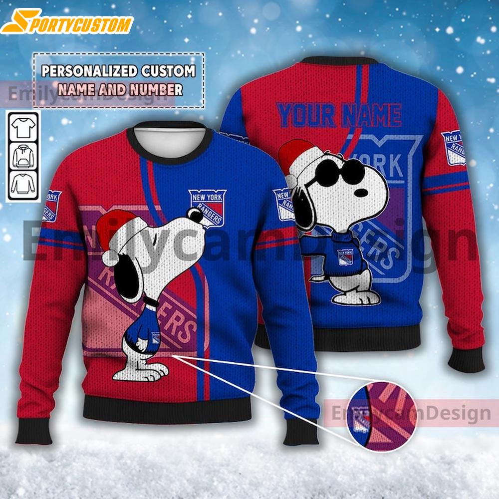 Custom New York Rangers Walking Abbey Road Ugly Christmas Sweater