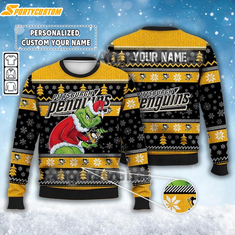Custom Pittsburgh Penguins Grinchmas Ugly Christmas Sweater 2