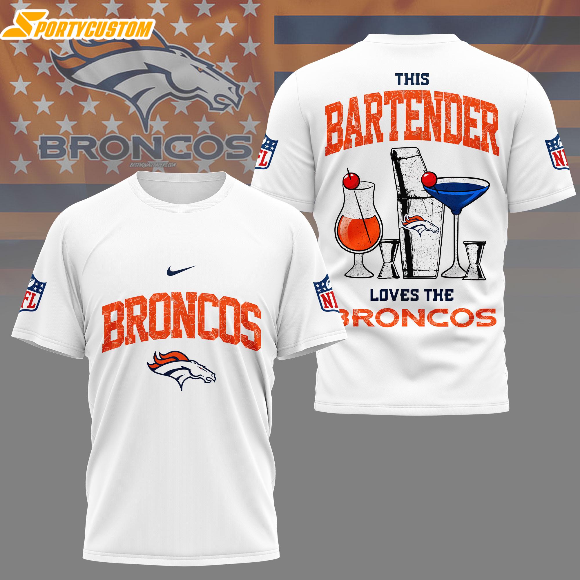Denver Broncos NFL Bartender 3D T-Shirt