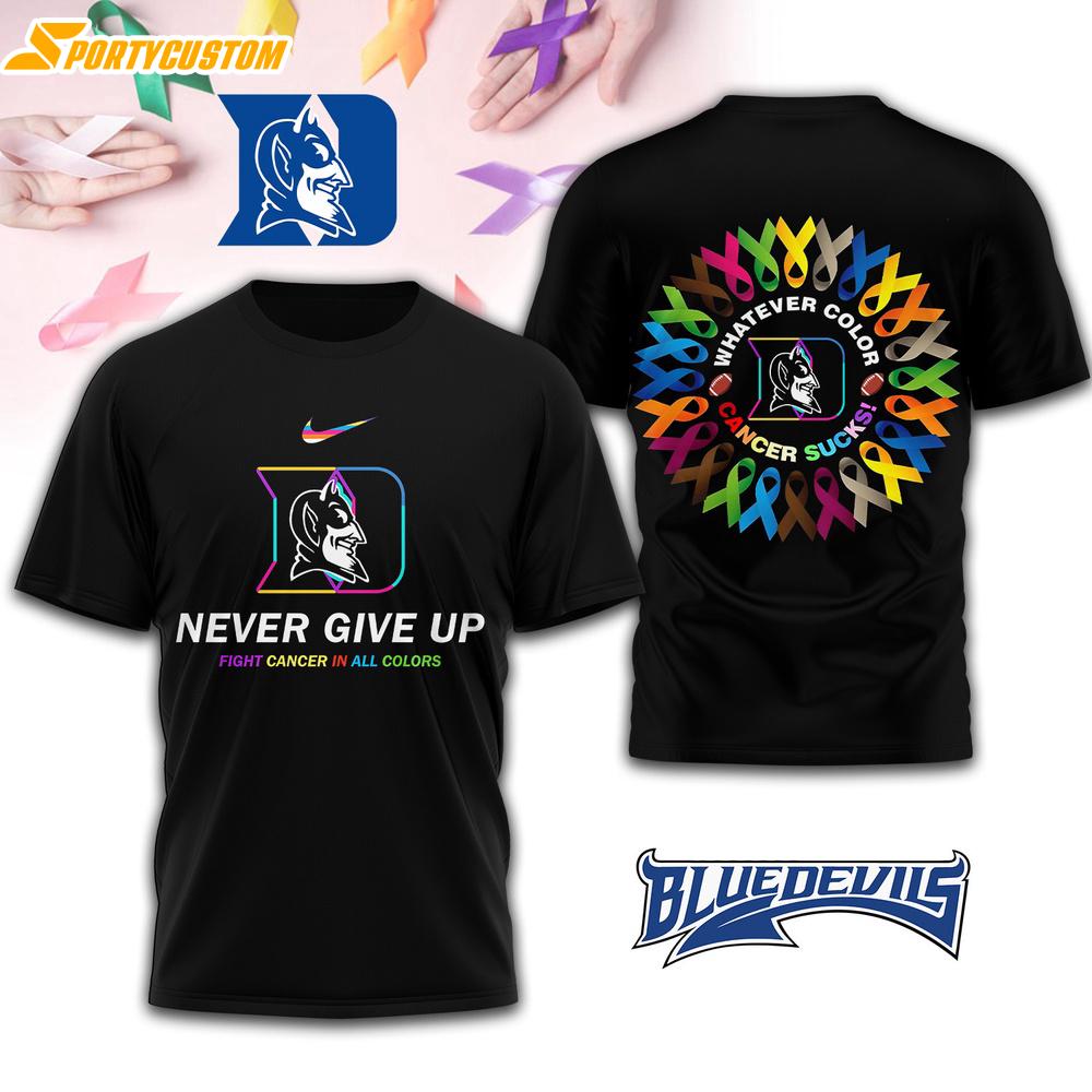 Duke Blue Devils NCAA Fight Cancer In All Colors 3D T-Shirt