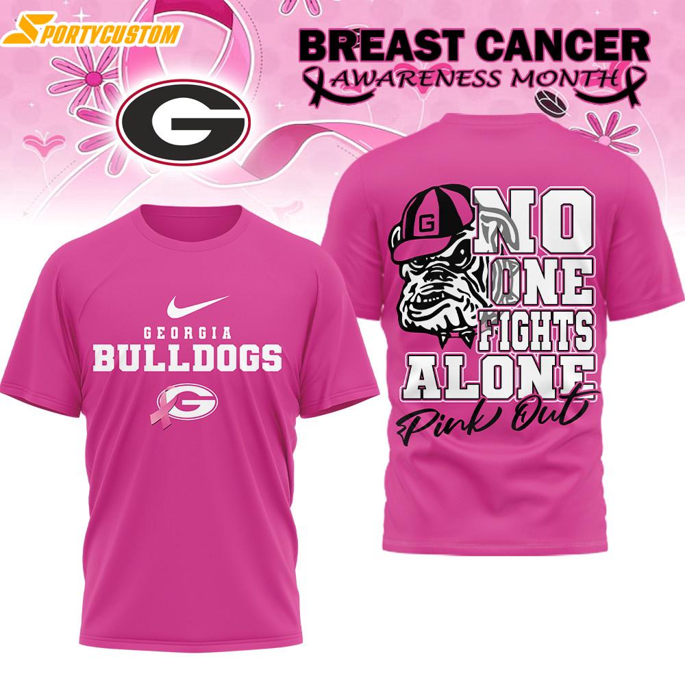 Georgia Bulldogs NCAA Breast Cancer October All Over Print T-Shirt
