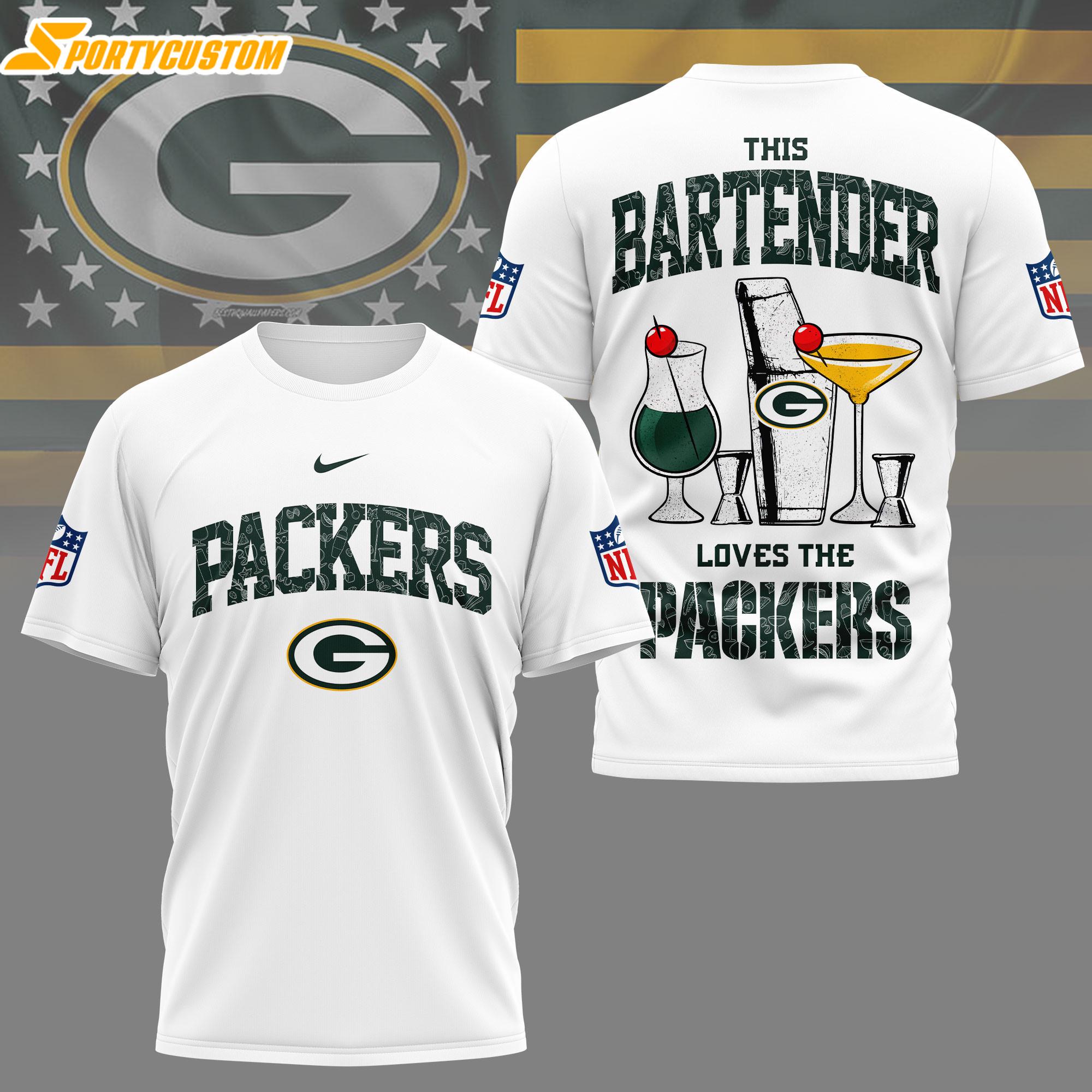 Green Bay Packers NFL Bartender 3D T-Shirt