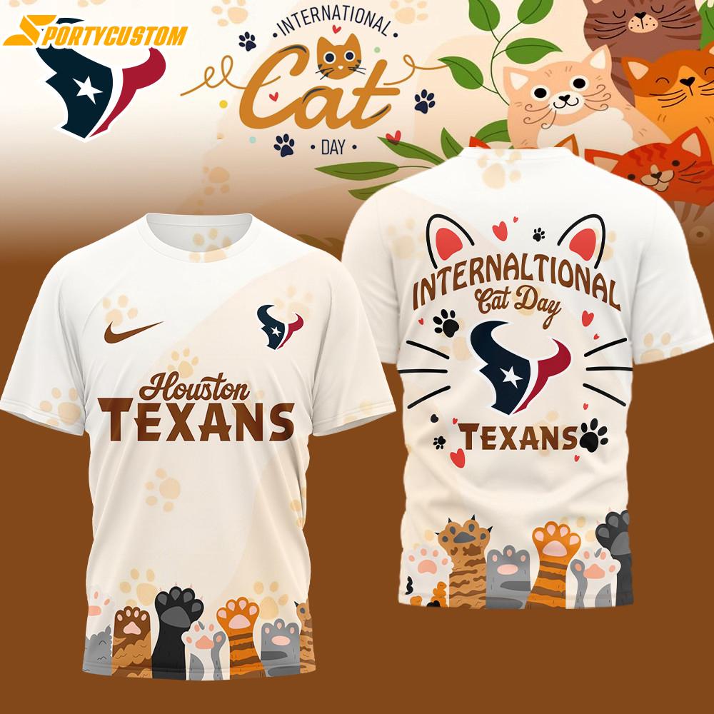 Houston Texans NFL International Cat Day 3D T-Shirt