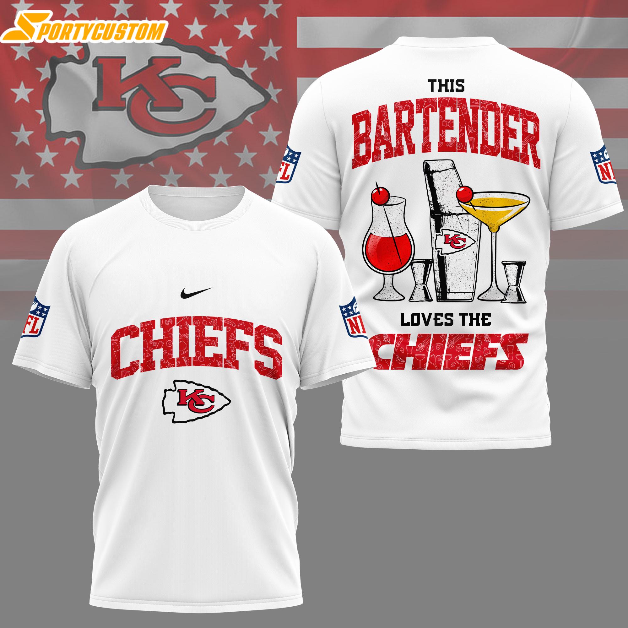 Kansas City Chiefs NFL Bartender 3D T-Shirt
