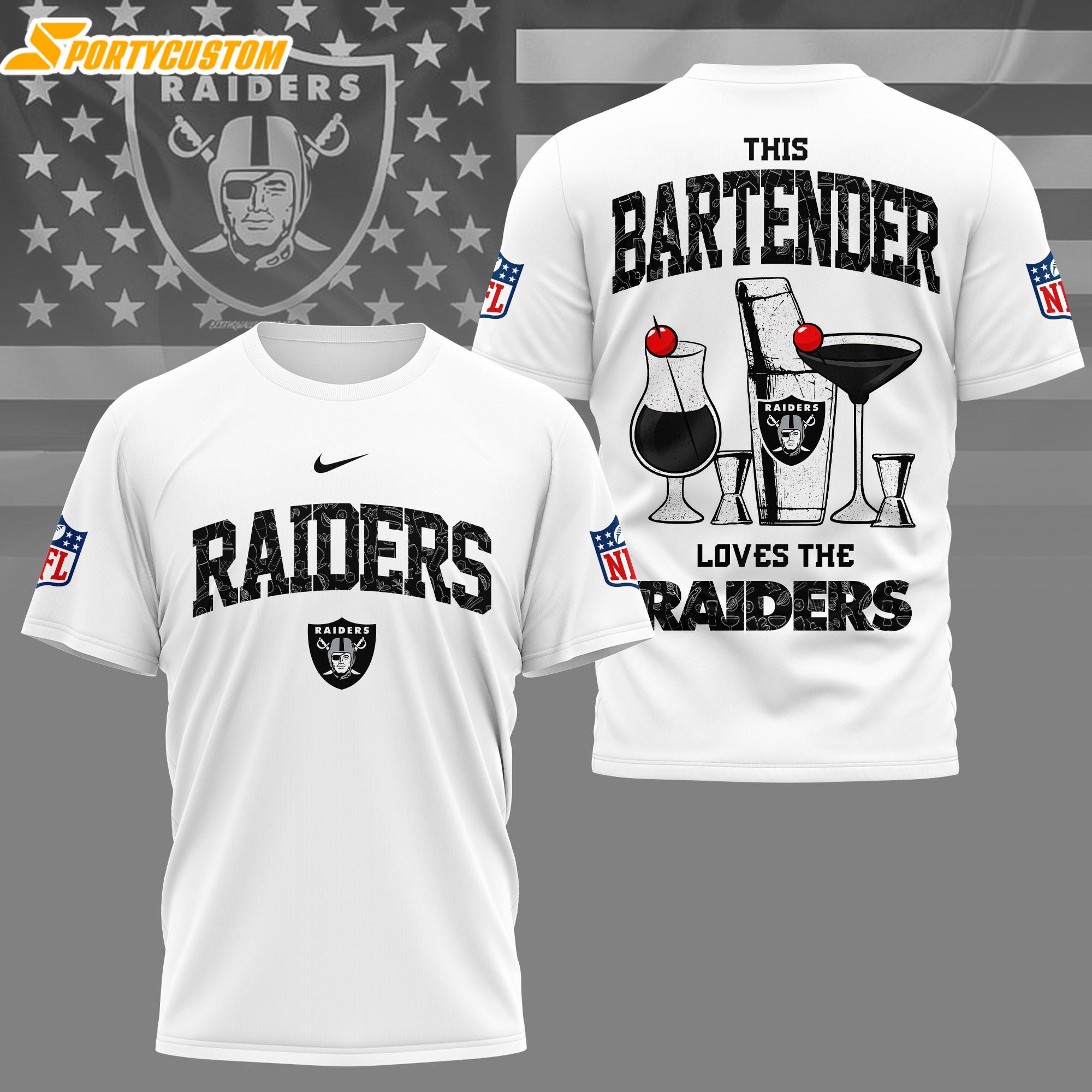 Las Vegas Raiders NFL Bartender 3D T-Shirt