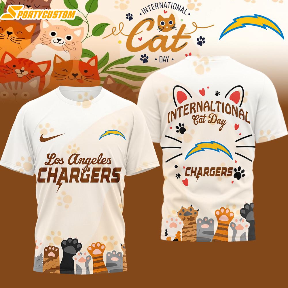 Los Angeles Chargers NFL International Cat Day 3D T-Shirt
