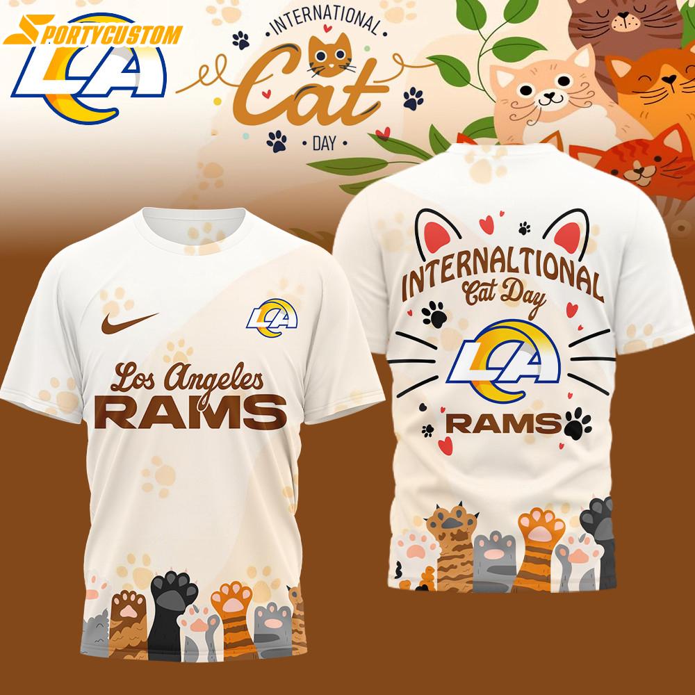 Los Angeles Rams NFL International Cat Day 3D T-Shirt