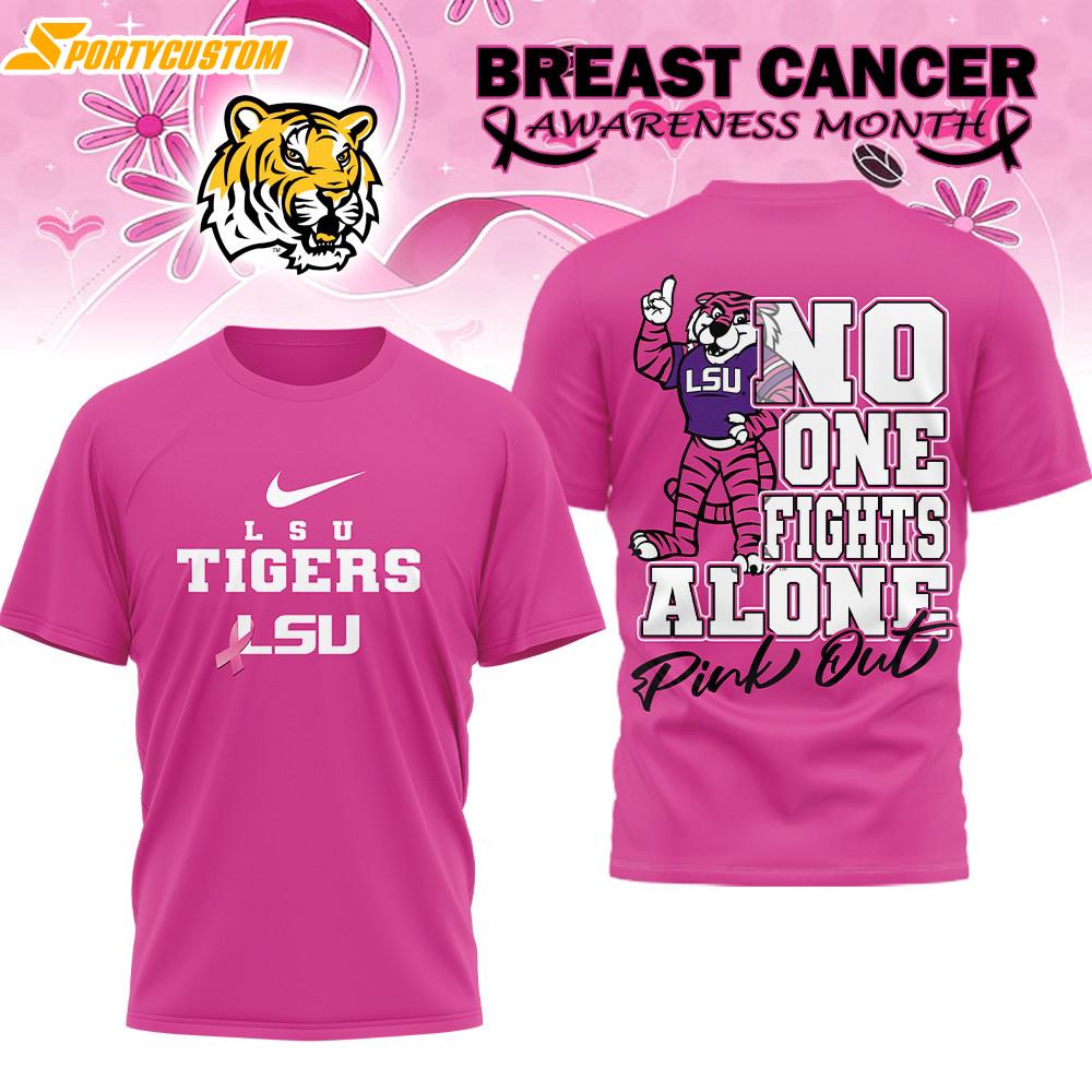 LSU Tigers NCAA Breast Cancer October All Over Print T-Shirt