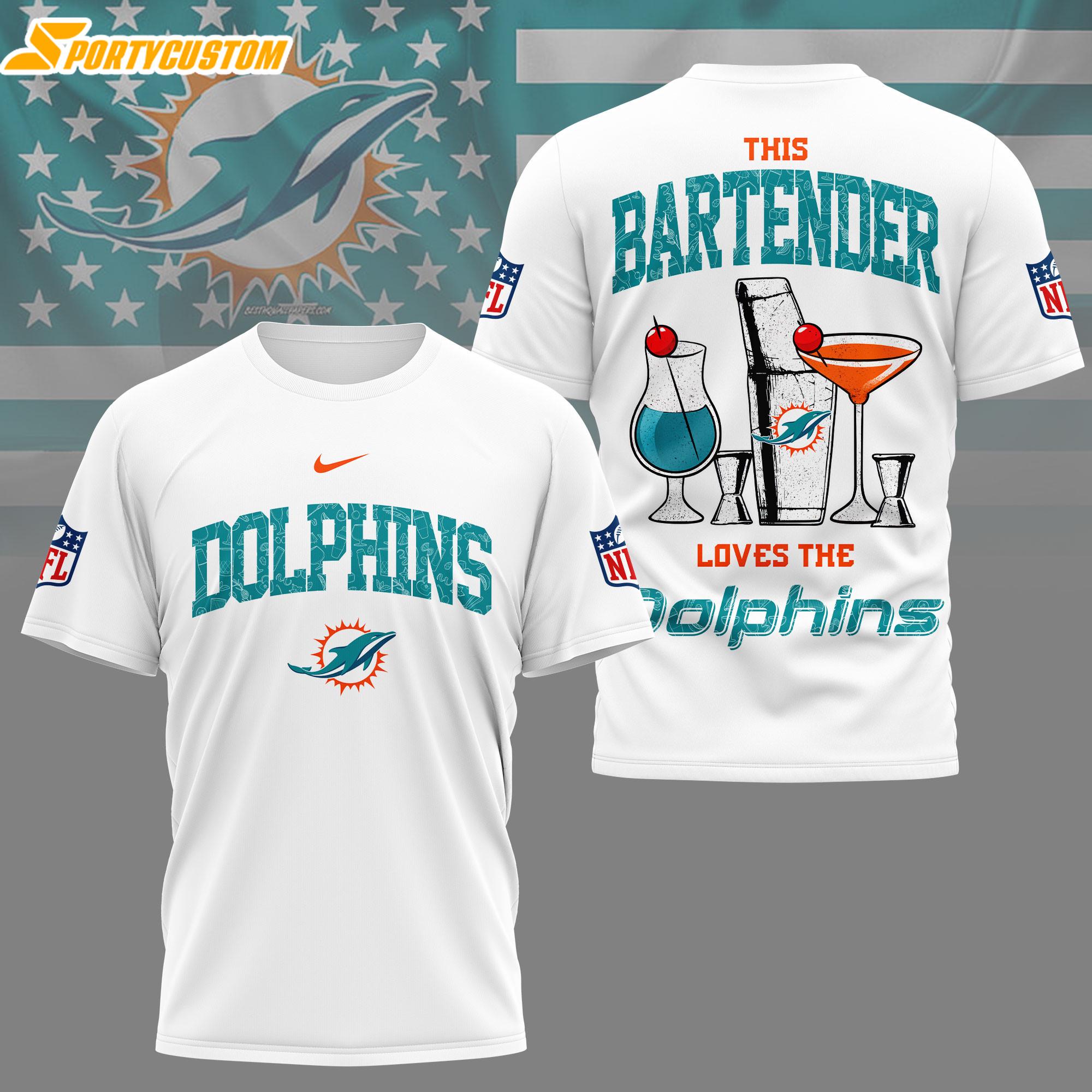 Miami Dolphins NFL Bartender 3D T-Shirt
