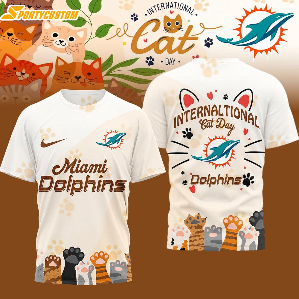 Miami Dolphins NFL International Cat Day 3D T-Shirt