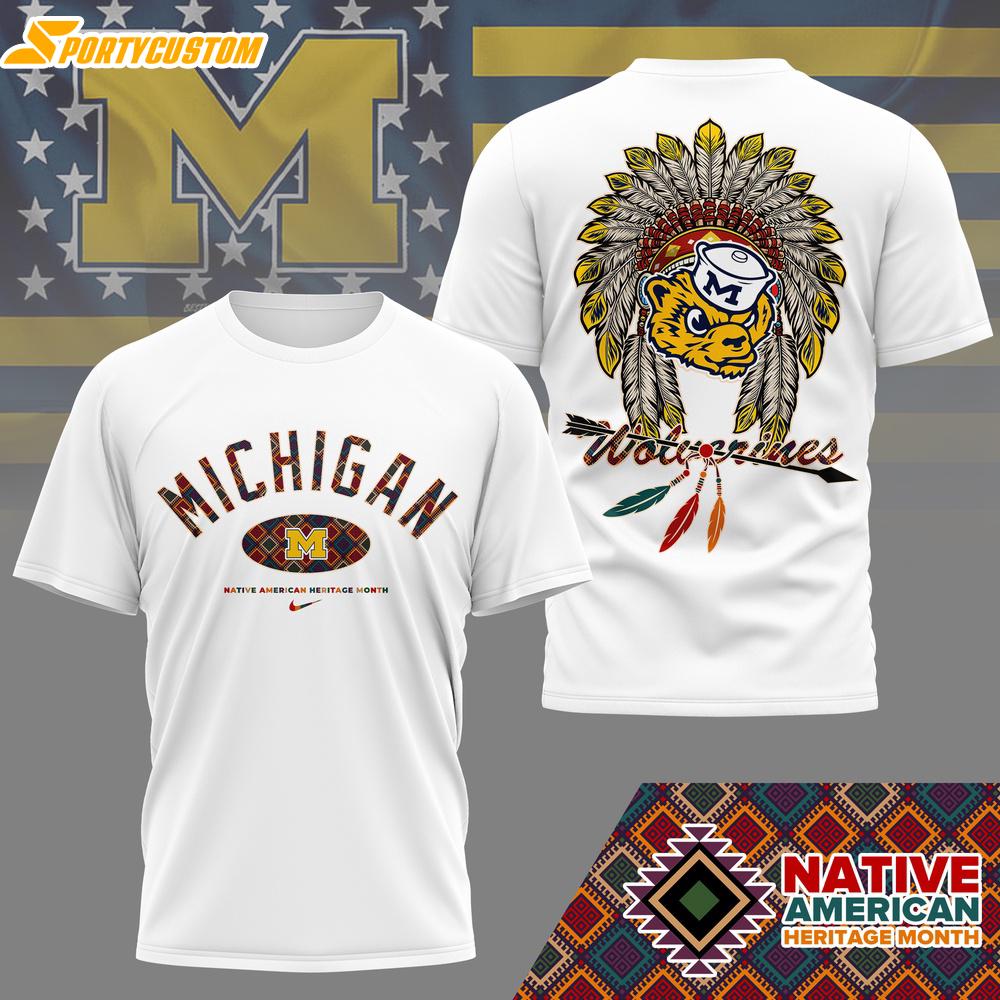 Michigan Wolverines NCAA Native American 3D T-Shirt