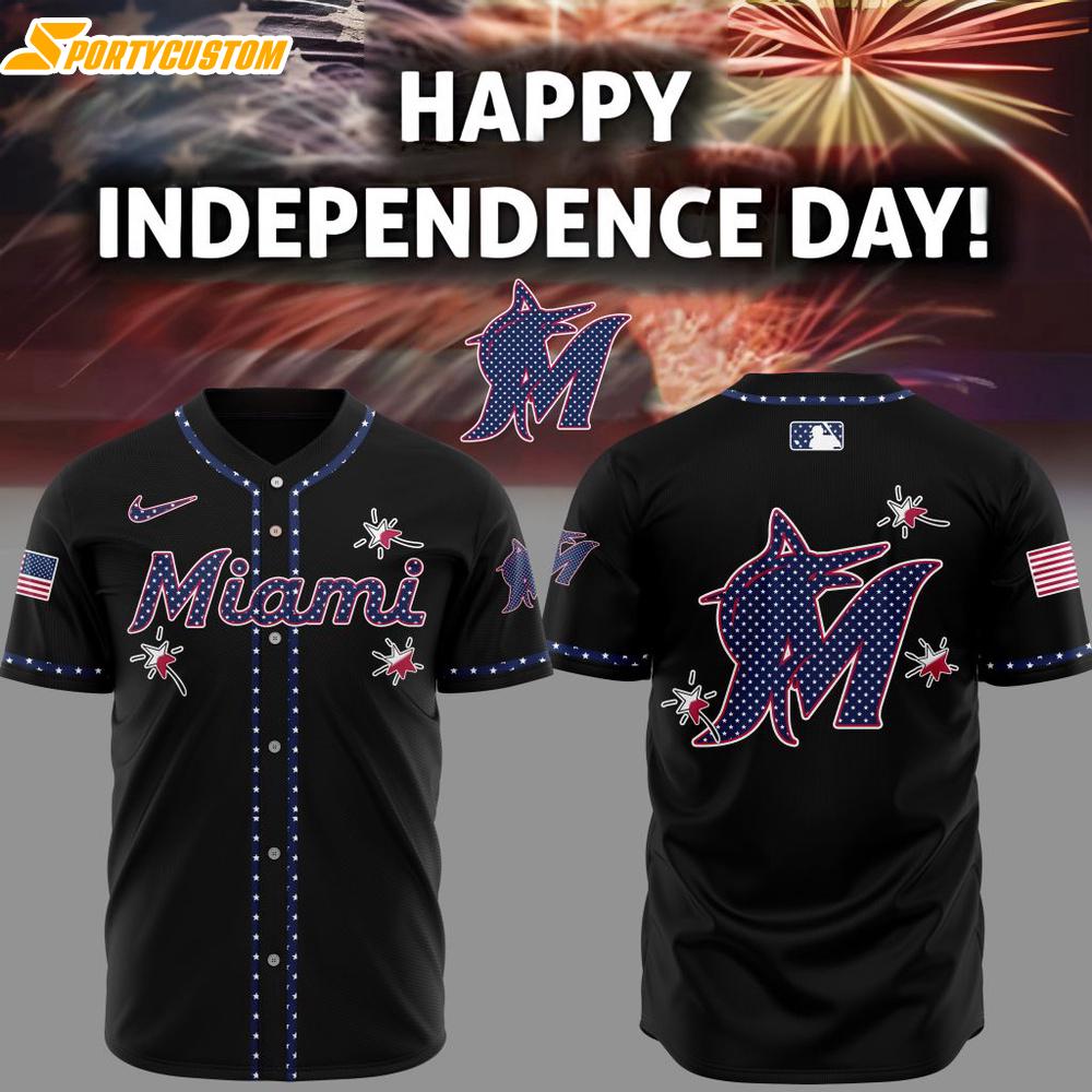 MLB Miami Marlins Happy Independence Day Baseball Jersey