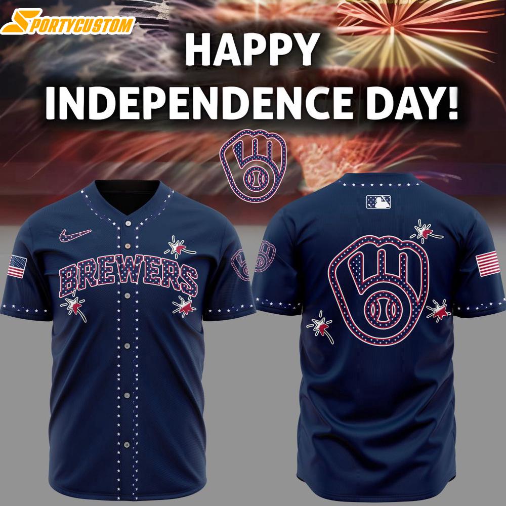 MLB Milwaukee Brewers Happy Independence Day Baseball Jersey