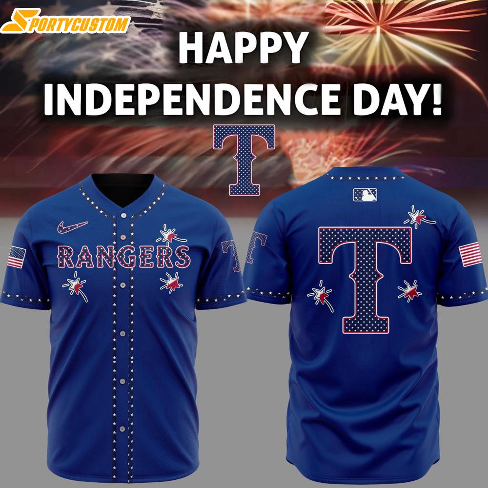 MLB Texas Rangers Happy Independence Day Baseball Jersey
