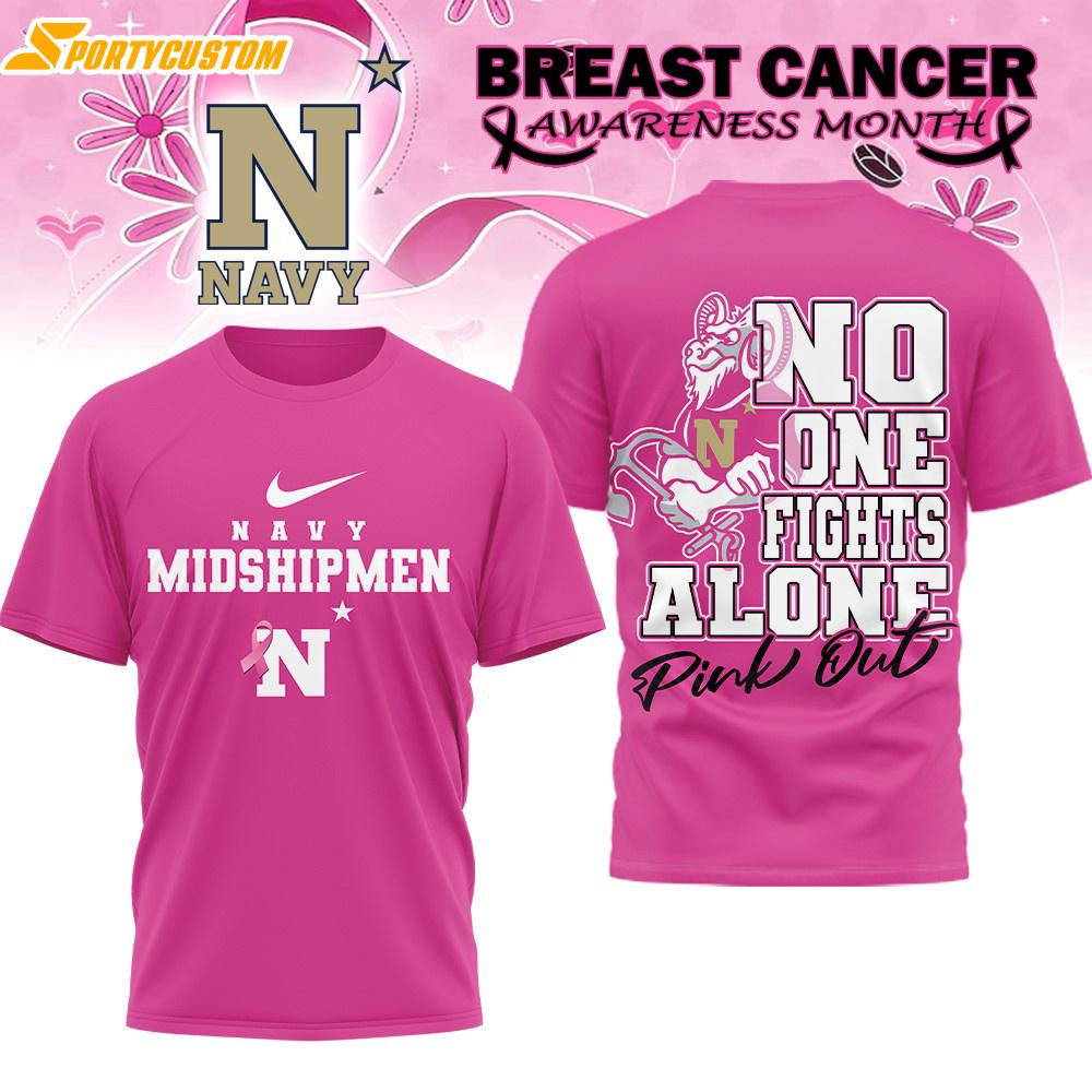 Navy Midshipmen NCAA Breast Cancer October All Over Print T-Shirt