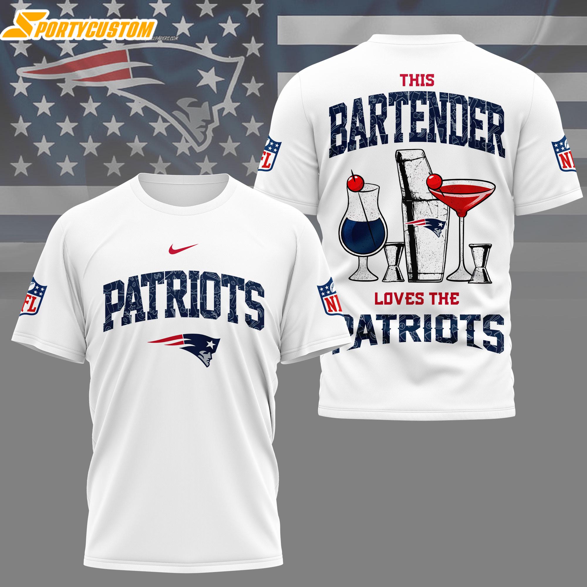New England Patriots NFL Bartender 3D T-Shirt
