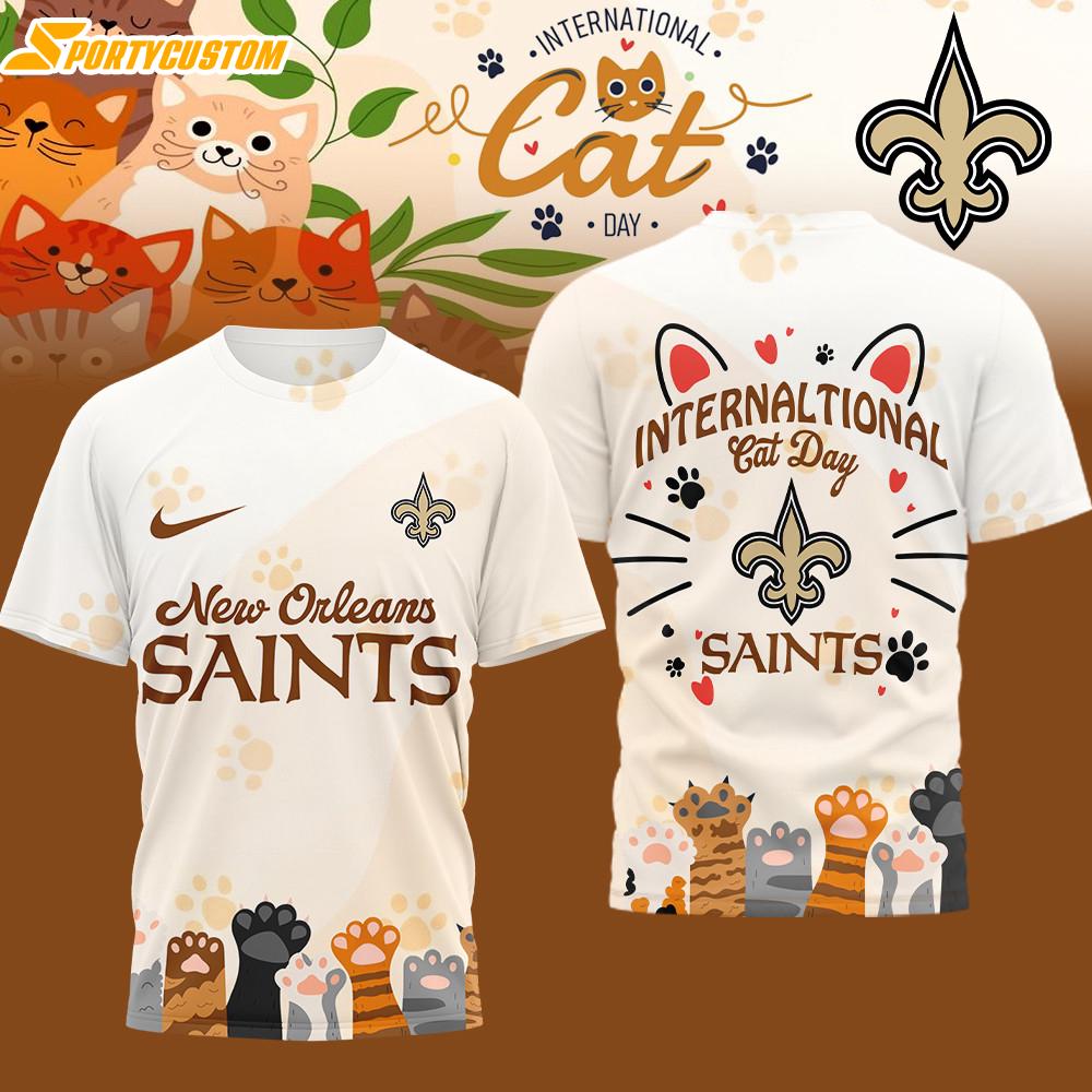 New Orleans Saints NFL International Cat Day 3D T-Shirt
