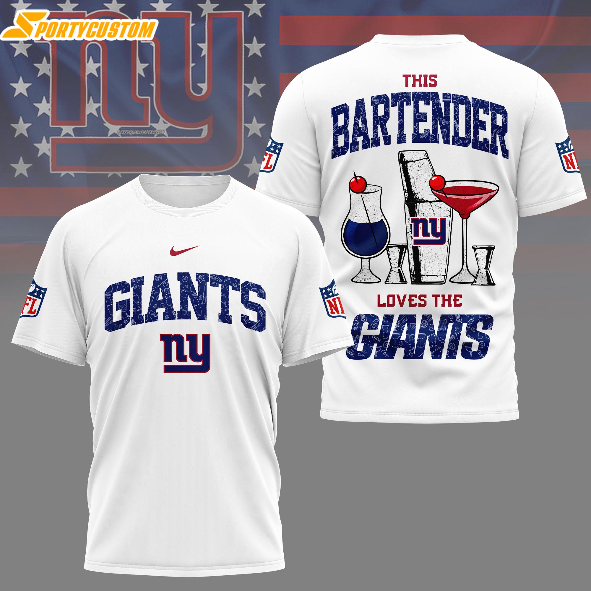 New York Giants NFL Bartender 3D T-Shirt