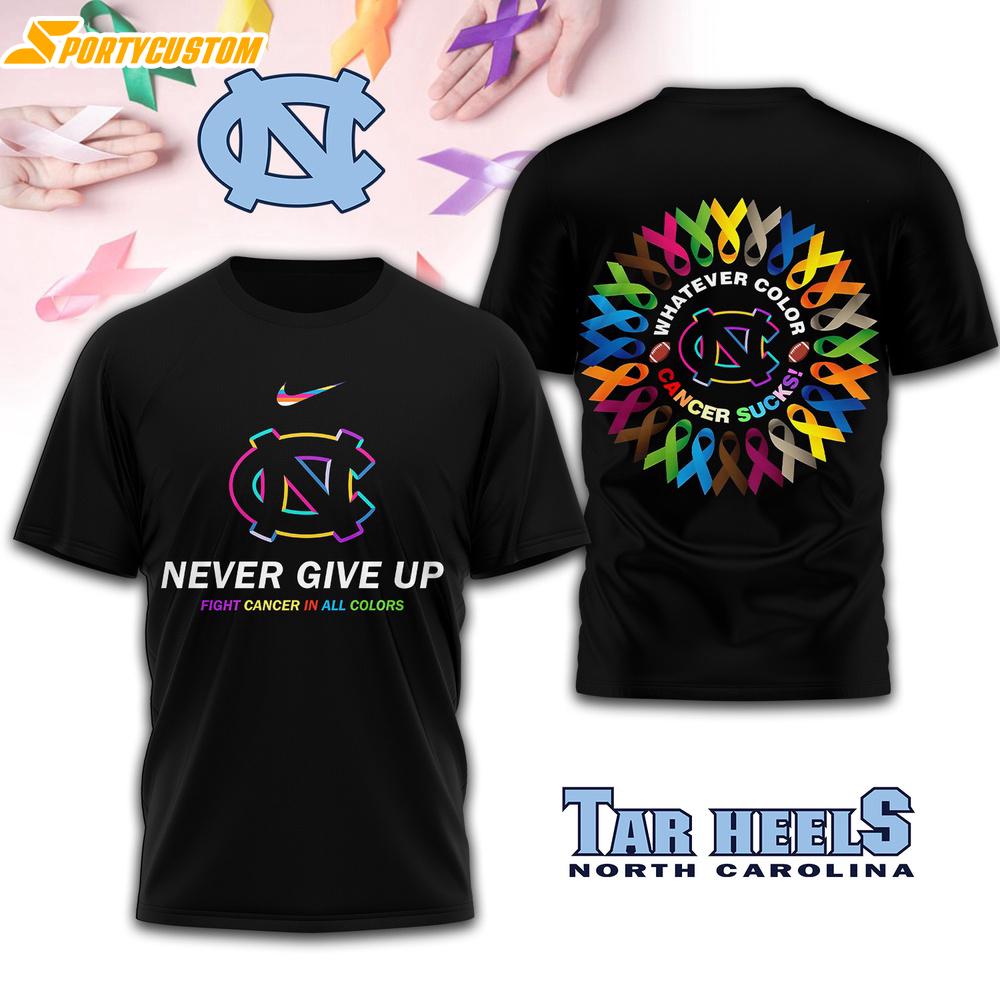 North Carolina Tar Heels NCAA Fight Cancer In All Colors 3D T-Shirt