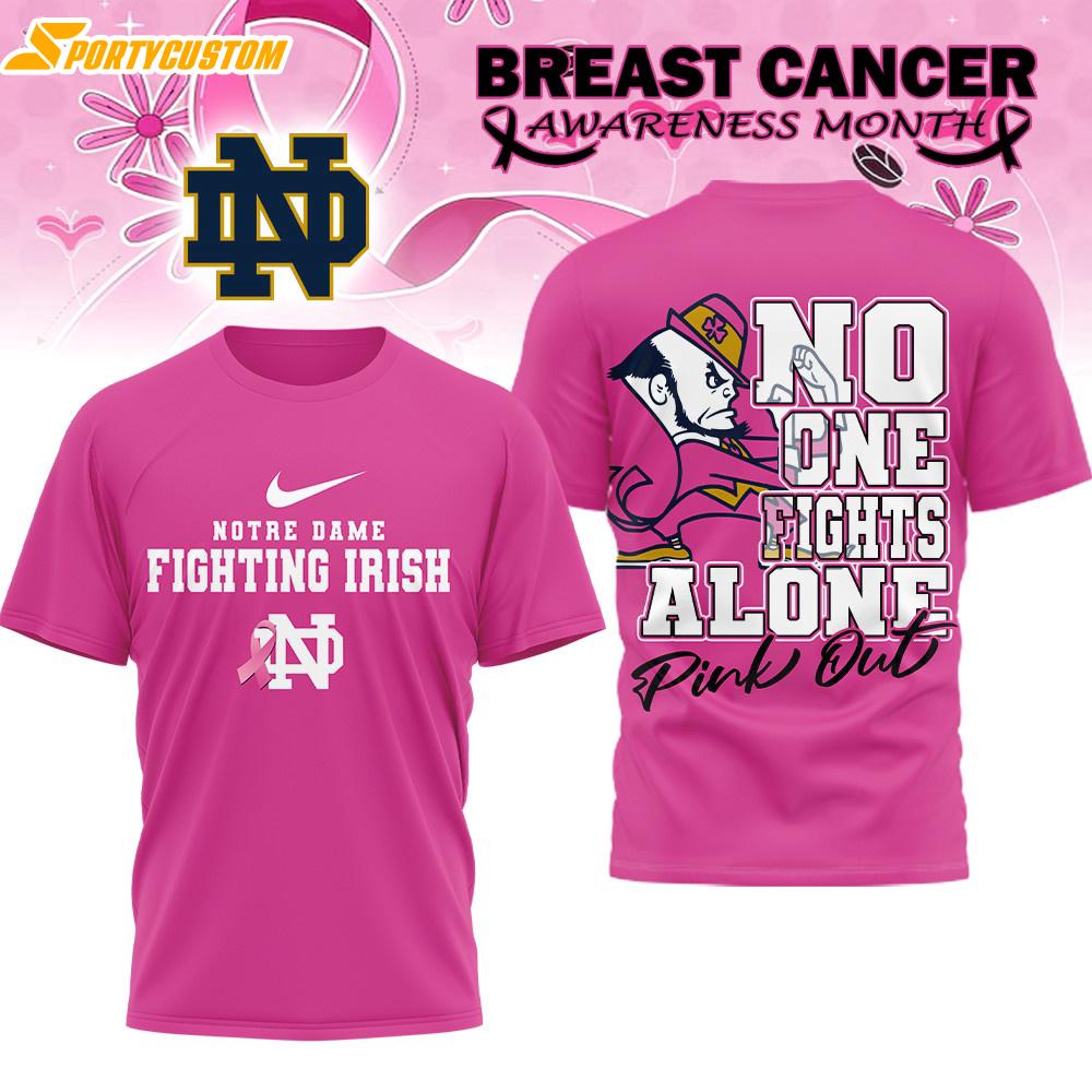 Notre Dame Fighting Irish NCAA Breast Cancer October All Over Print T-Shirt