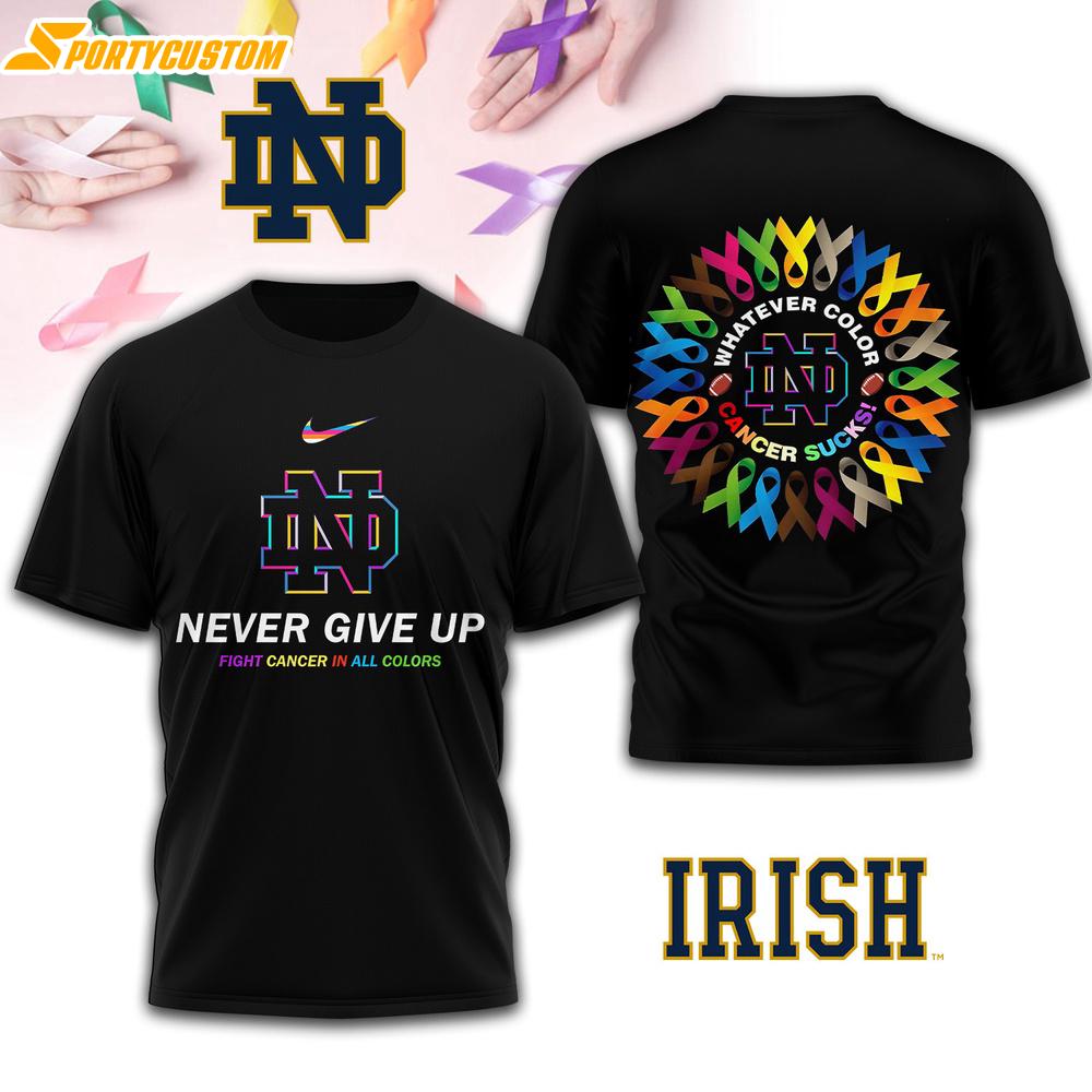 Notre Dame Fighting Irish NCAA Fight Cancer In All Colors 3D T-Shirt