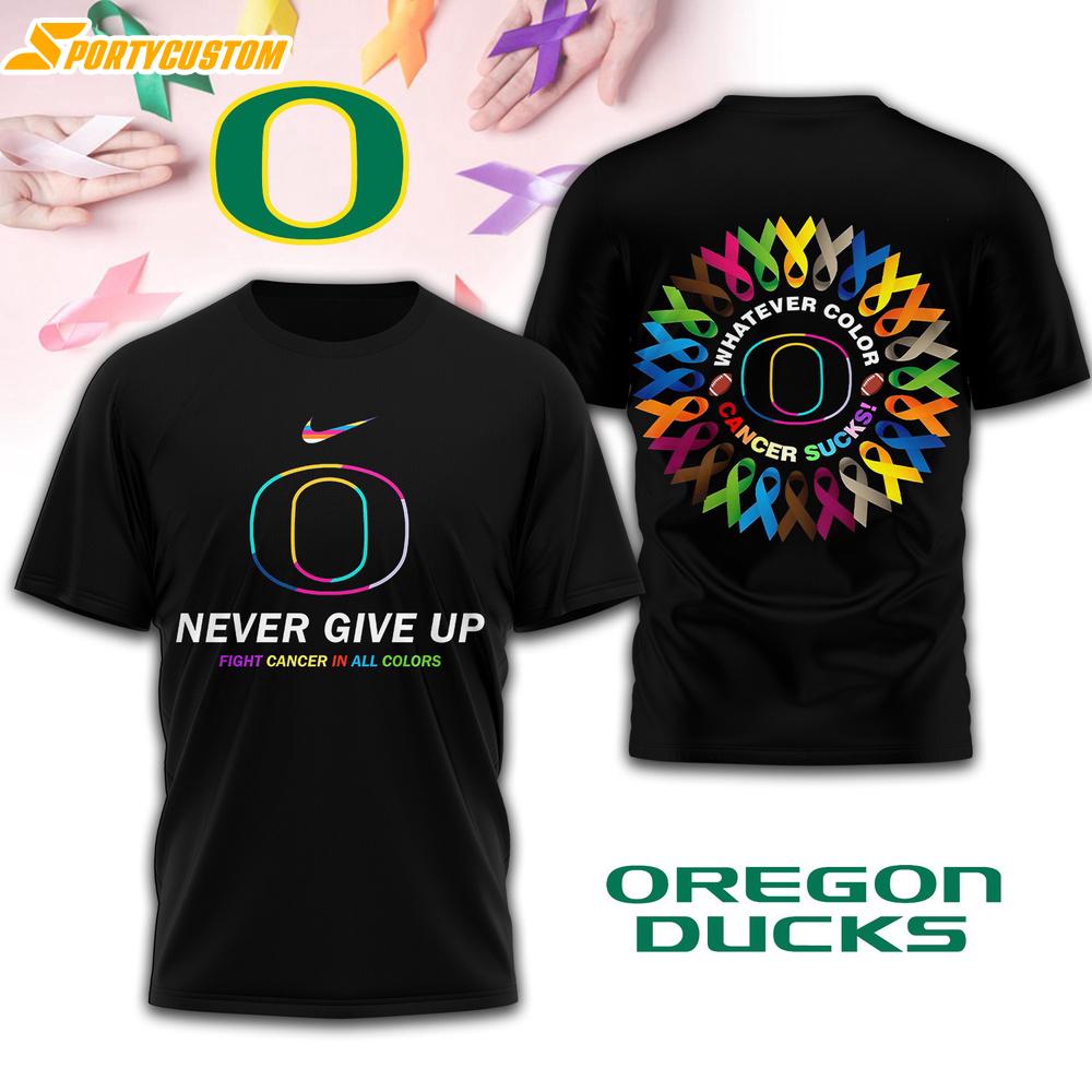 Oregon Ducks NCAA Fight Cancer In All Colors 3D T-Shirt