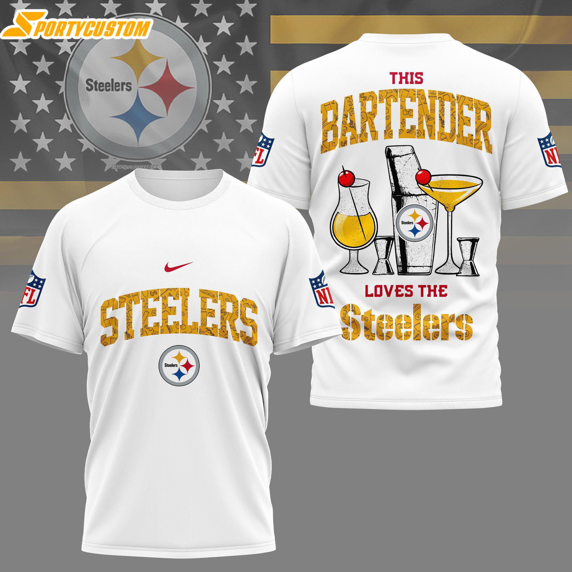 Pittsburgh Steelers NFL Bartender 3D T-Shirt