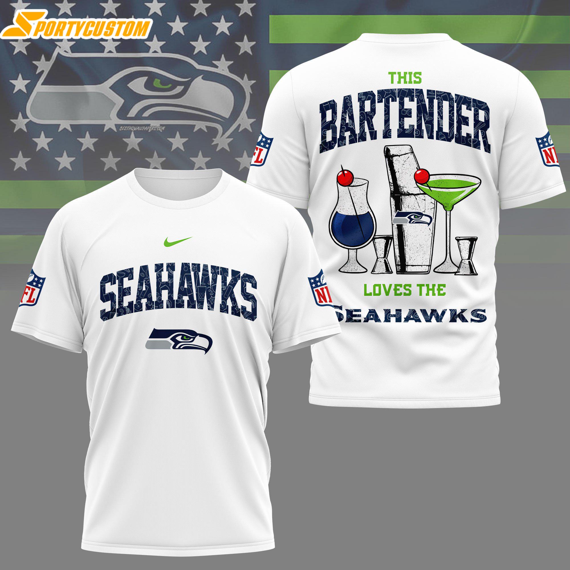 Seattle Seahawks NFL Bartender 3D T-Shirt