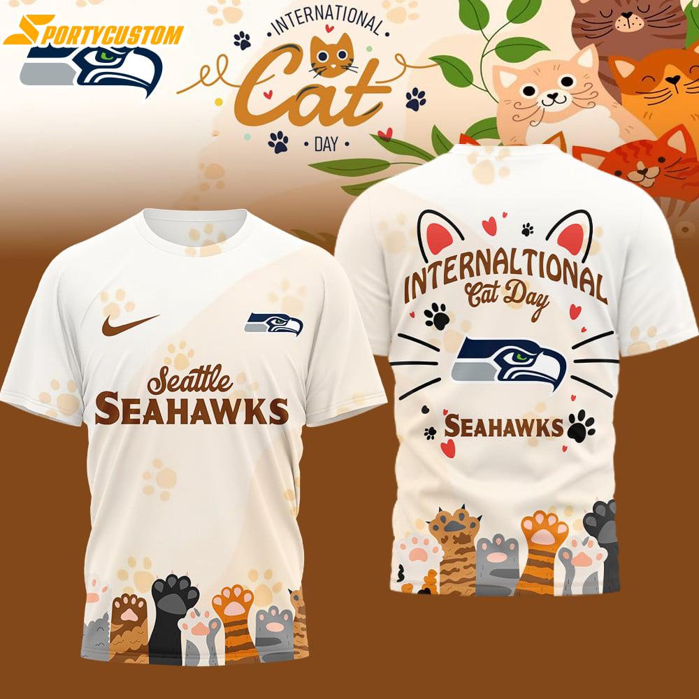 Seattle Seahawks NFL International Cat Day 3D T-Shirt