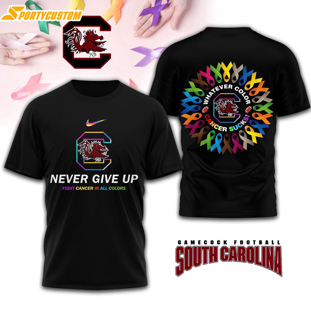 South Carolina Gamecocks NCAA Fight Cancer In All Colors 3D T-Shirt