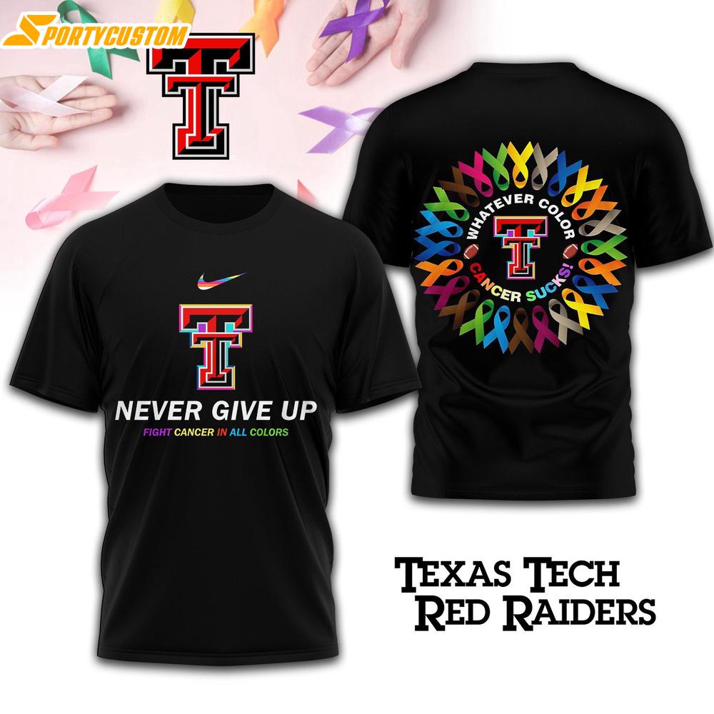 Texas Tech Red Raiders NCAA Fight Cancer In All Colors 3D T-Shirt